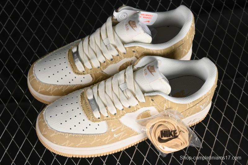 Nike Air Force 1 '07 Low LV Collaboration - Khaki Double Swoosh Low-Top Casual Sneakers - HD1968-027