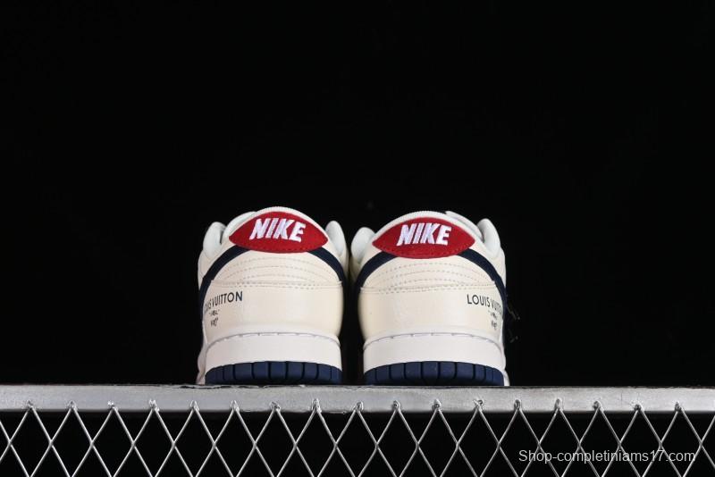 Nike SB Dunk Low LV Collaboration - Suede Navy Blue Anniversary High-End Custom Low-Top Casual Sneakers - FC1688-134