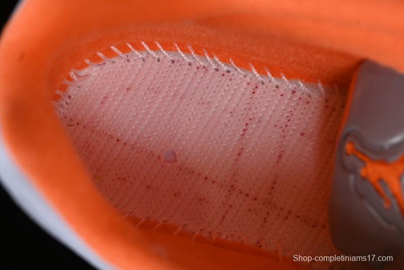 Nike Air Jordan 5 Retro Low AJ5 Sneakers in Football Grey with Vivid Orange and Pine Green Accents - FQ1293-018