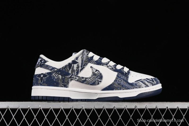 Nike SB Dunk Low LV Collaboration - Camo Mesh Anniversary High-End Custom Low-Top Casual Skate Shoes - JH8040-942