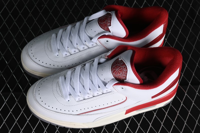 Nike Air Jordan 2/3 Retro Low Top Basketball Shoes in White and Red - FD0383-161