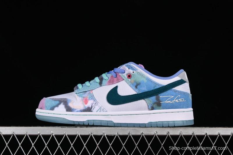 Nike Futura x Dunk Low Pro SB Skate Shoes with Tie-Dye Design - HF6061-400