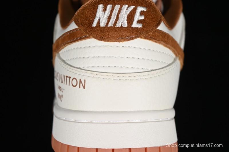Nike SB Dunk Low LV Collaboration - Chocolate Anniversary High-End Custom Low-Top Casual Skate Shoes - FC1688-133
