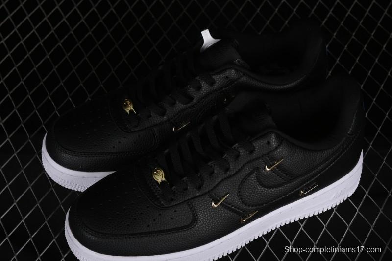 Nike Air Force 1 '07 Low Black Gold Swoosh Casual Sneakers - CT1990-001