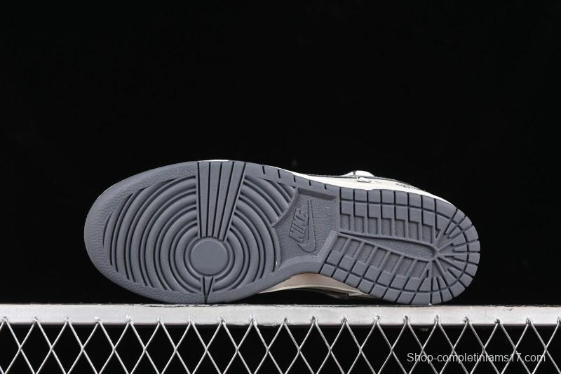 Stussy x Nike Dunk Low SB Sneakers in Off-White and Gray with Stussy S Titanium Accessory - SJ2068-275