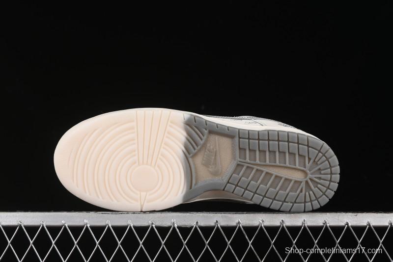 Nike SB Dunk Low Stussy Collaboration - White Grey Double Swoosh Anniversary High-End Custom Low-Top Casual Sneakers - XX2025-206