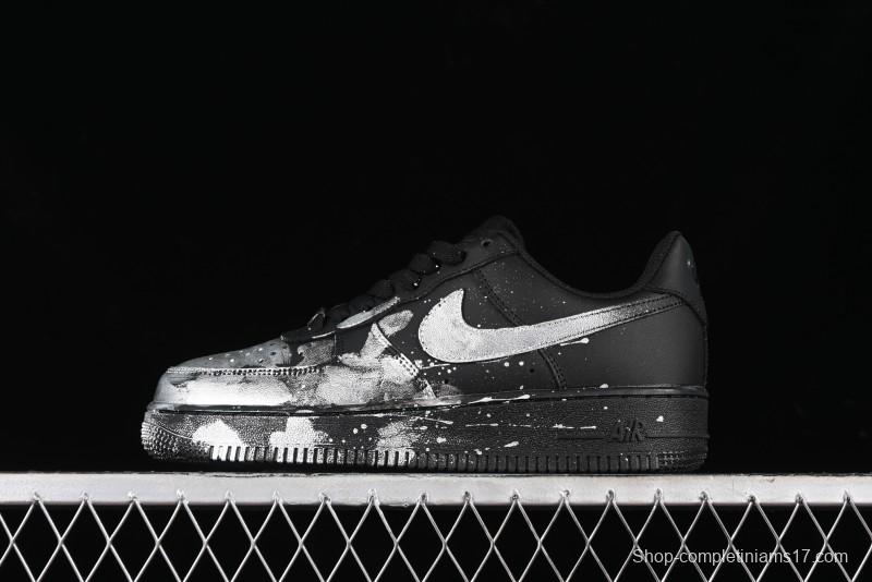 Nike Air Force 1 '07 Low Graffiti Black Silver Anime Hand-Painted Casual Sneakers - CW2288-012