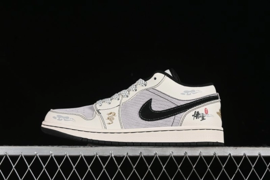 Nike Air Jordan 1 Low Retro Basketball Shoes Custom Black Myth Wukong Design - SJ9950-042