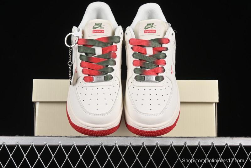 Nike Air Force 1 '07 Low Supreme Casual Sneakers in Beige Red Green - XZ6188-009