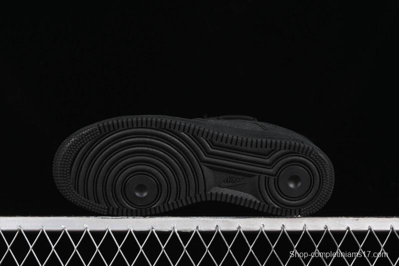 Nike Air Force 1 '07 Low Cleanfit High Street Retro Style All Black Star-Studded Diamond Accents Lace-Up Low-Top Casual Sneakers - ZH0316-030