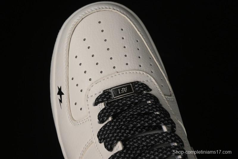 Nike Air Force 1 '07 Low Bape Collaboration - Black Beige Starry Sky Low Top Casual Sneakers - FG6688-103