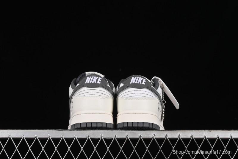 Nike SB Dunk Low Violent Bear Collaboration - Woven Grey Check Anniversary Custom Low-Top Casual Sneakers - KK1888-004