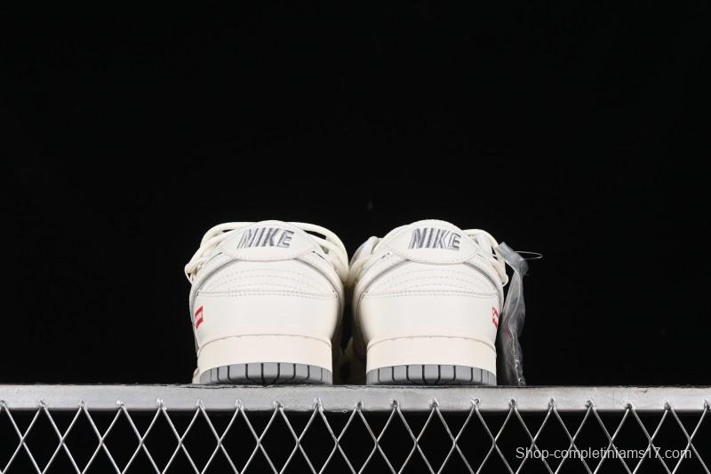 Nike SB Dunk Low Supreme Collaboration - Beige White Fox Lettering Anniversary High-End Custom Low-Top Casual Skate Shoes - JJ5688-106