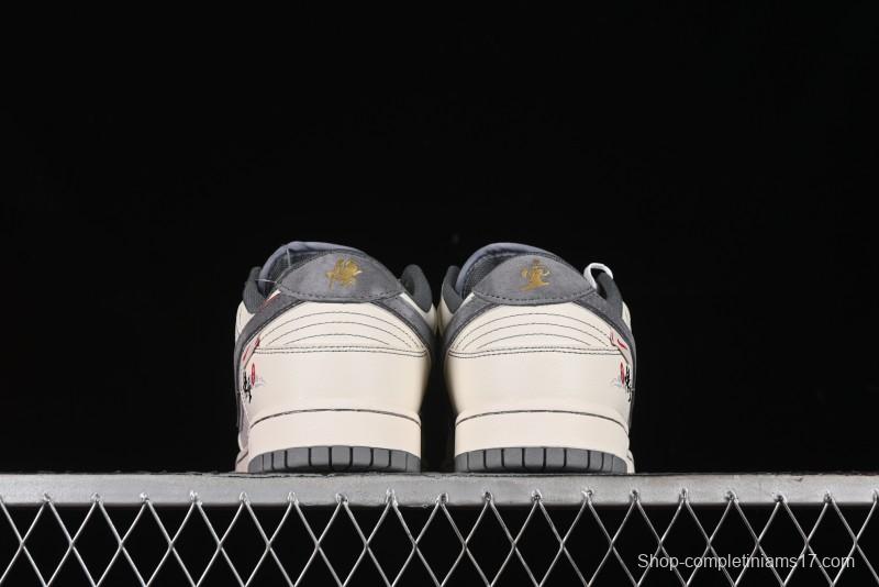 Nike SB Dunk Low Black Wukong Series - Light Gray Swoosh Anniversary Custom Low-Top Casual Skate Shoes - SJ1098-013