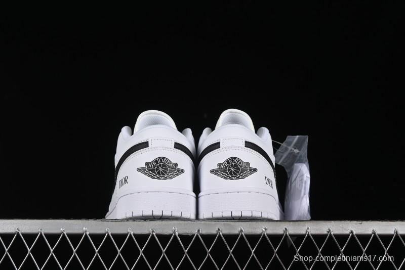 Nike Air Jordan 1 AJ1 Dior Collaboration - White Black Custom Low Top Retro Basketball Shoes - LJ6688-010