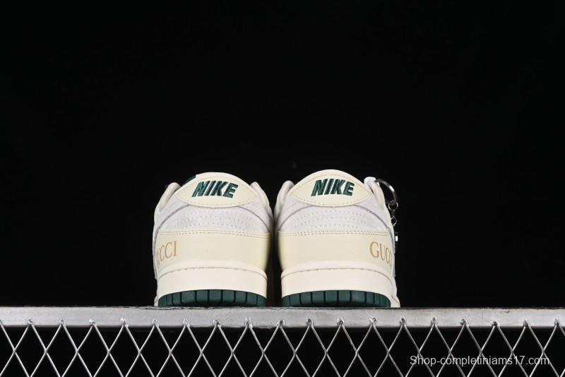 Nike SB Dunk Low Gucci Collaboration - Beige with Yellow Swoosh Anniversary High-End Custom Low-Top Casual Sneakers - DQ1098-390