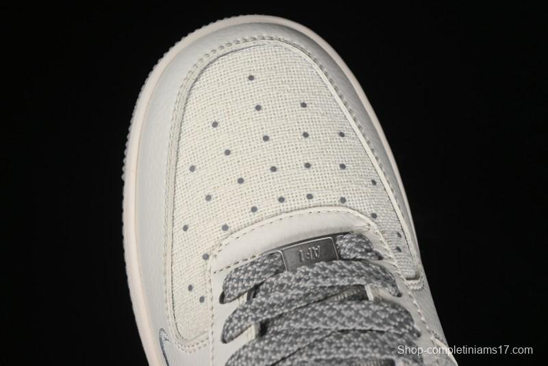 Nike Air Force 1 '07 Low Gucci Collaboration - Beige Grey Linen Casual Sneakers - XZ3398-688