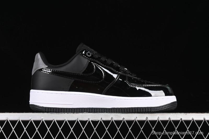 Nike Air Force 1 '07 Low Patent Leather All Black Casual Sneakers - AH6827-001