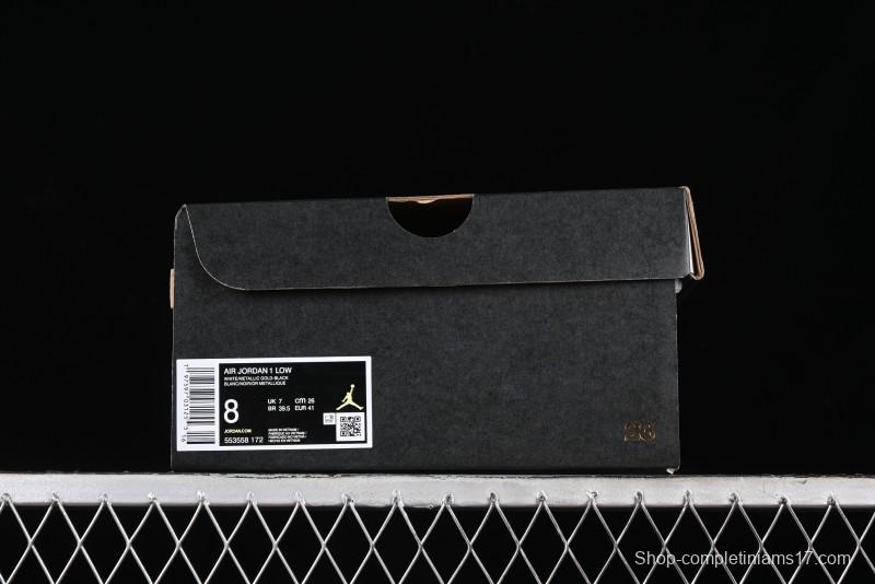 Nike Air Jordan 1 Low AJ1 Black White Gold Hook Basketball Shoes - 553558-172