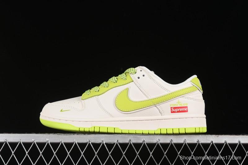 Nike SB Dunk Low Supreme Stone Island Collaboration - Fluorescent Beige Anniversary High-End Custom Low-Top Casual Skate Shoes - BB9866-005