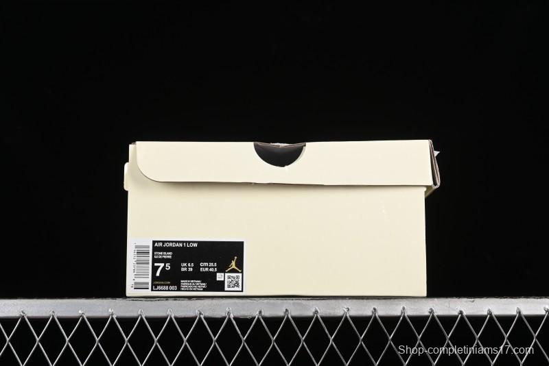 Nike Air Jordan 1 Low AJ1 Stone Island Collaboration - Off White Black Retro Low-Top Basketball Shoes - LJ6688-003