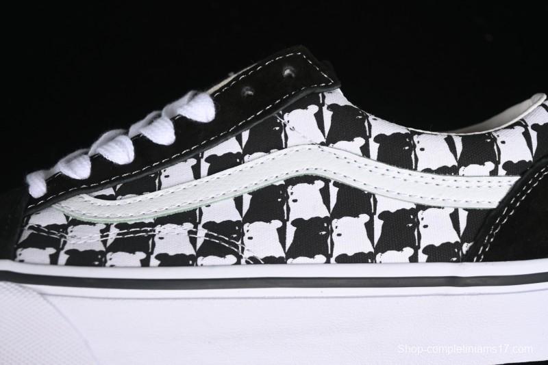 Vans Old Skool Checkerboard Bear Comfortable Slip-Resistant Cushioned Casual Vulcanized Sneakers - VN000D3CG03
