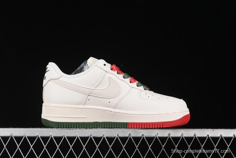 Nike Air Force 1 '07 Low Supreme Casual Sneakers in Beige Red Green - XZ6188-009