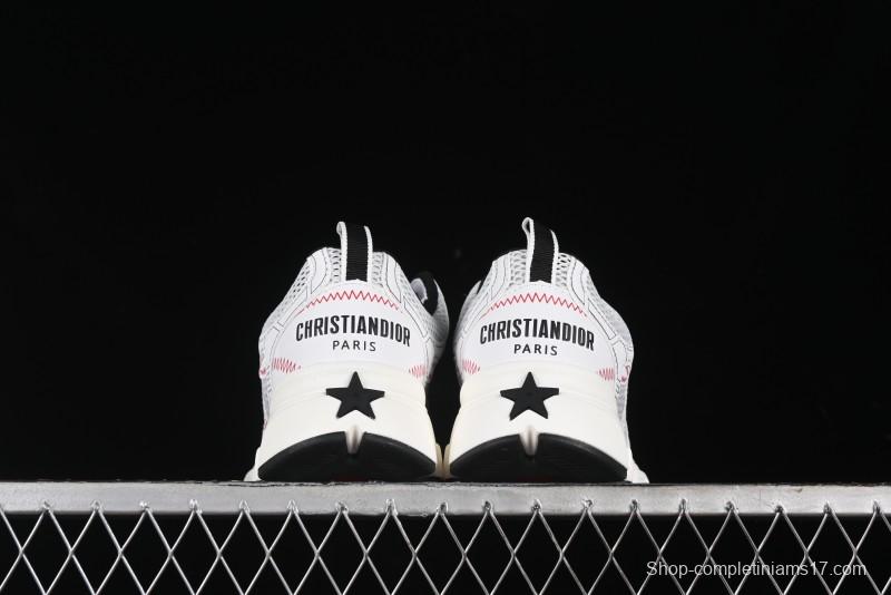 Dior Chrono Round Toe Lace-Up Lifestyle Casual Running Sneakers - 19W WHITE RED