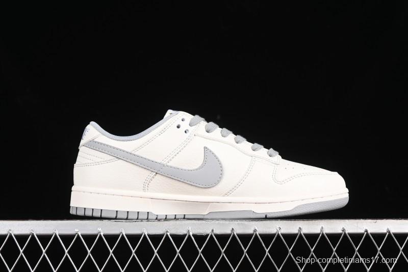 Nike SB Dunk Low Supreme Collaboration - Off White Gray Double Swoosh Anniversary Custom Low-Top Casual Skate Shoes - XX2025-317