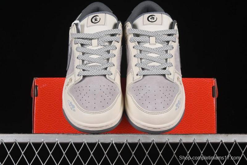 Nike SB Dunk Low Black Wukong Series - Light Gray Swoosh Anniversary Custom Low-Top Casual Skate Shoes - SJ1098-013