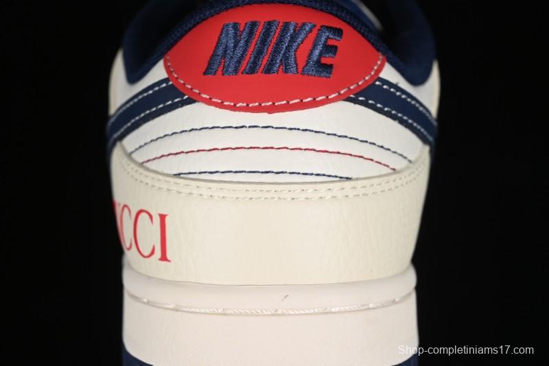 Nike SB Dunk Low Gucci Collaboration - Beige Blue Patchwork Anniversary High-End Custom Low-Top Casual Sneakers - XY1688-003