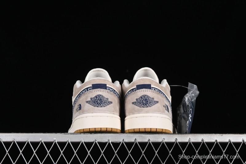 Nike Air Jordan 1 Low AJ1 The North Face Collaboration - White Grey Brown Custom High-End Basketball Shoes - LJ6688-001