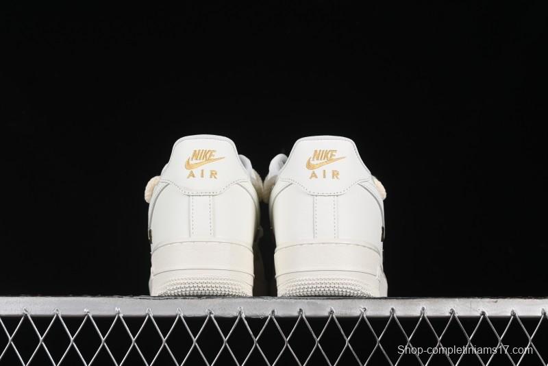 Nike Air Force 1 '07 Low Beige Deconstructed Swoosh Casual Sneakers - FX3654-111