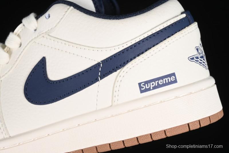 Nike Air Jordan 1 Low Supreme Collaboration Retro Basketball Shoes - WG8850-011