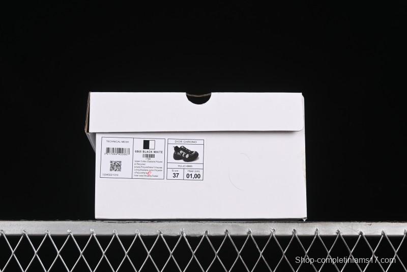 Dior Chrono Round Toe Lace-Up Lifestyle Casual Running Sneakers - 6865 BLACK WHITE