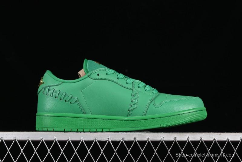 Nike Air Jordan 1 Low "Method of Make" Casual Sneakers in Green and Gold - FN5032-300