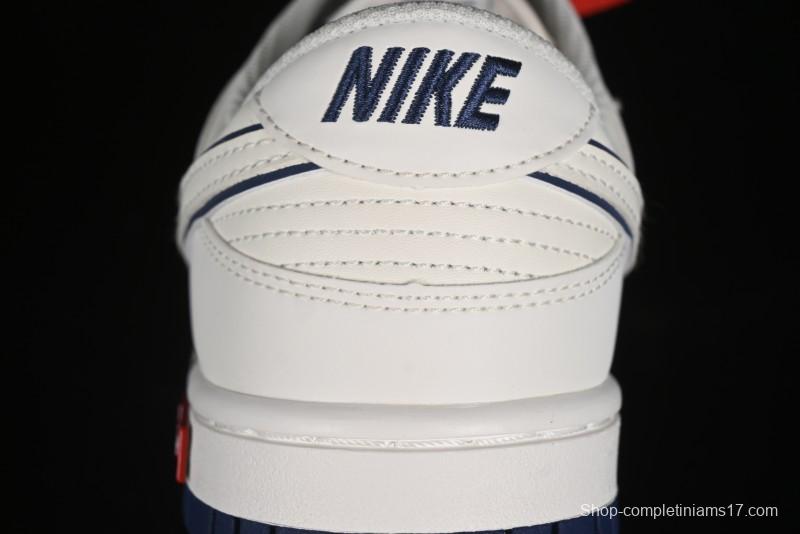 Nike SB Dunk Low Supreme Collaboration - Off White Navy Swoosh Anniversary Custom Low-Top Casual Skate Shoes - DJ2024-013
