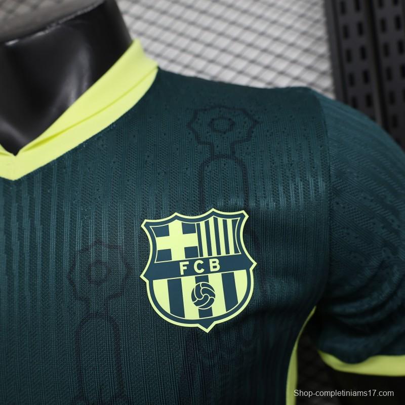 Player Version 25/26 FC Barcelona Dark Green with Neon Yellow Trim Jersey
