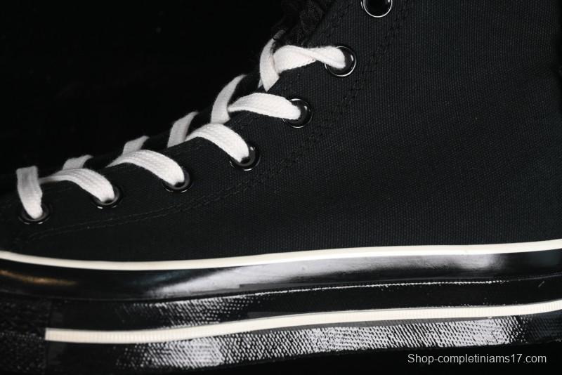 Converse Chuck 1970s High Top Canvas Shoes in Black Lace Punk Style - A10026C