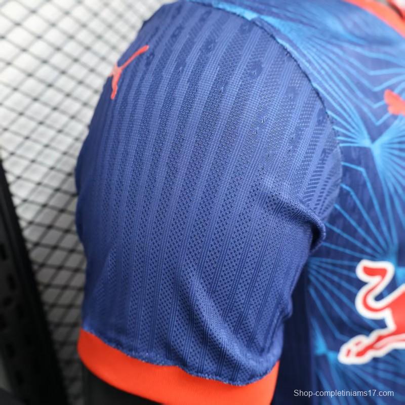 Player Version 25/26 RB Bragantino Blue with Geometric Pattern and Red Bull Logo Jersey