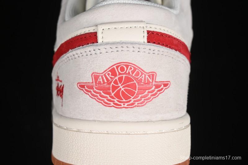 Nike Air Jordan 1 Low Stussy Collaboration - Pink Pig Retro Low-Top Basketball Shoes - SJ9950-023