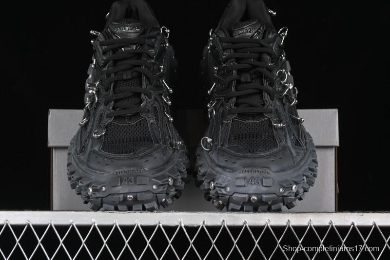 Balenciaga Defender Rubber Platform Sneakers Low-Top Combat Outdoor Shoes with Studded Design and Exaggerated Tire Tread Sole - W2RAG1081