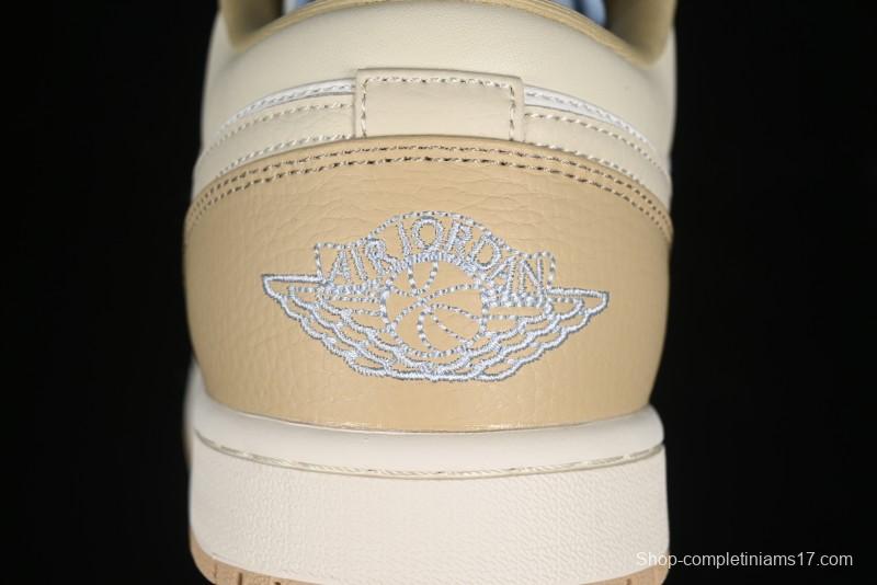 Nike Air Jordan 1 Low OG AJ1 Retro Basketball Shoes in White and Brown - HQ4186-111