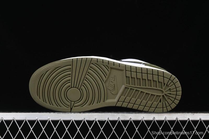 Nike Air Jordan 1 Low "Medium Olive" Casual Sneakers - 553558-092