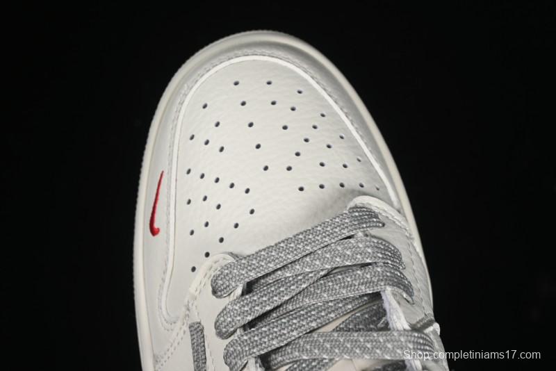 Nike Travis Scott x Fragment Design x Air Jordan 1 Low OG SP AJ1 Supreme Collaboration - Light Grey Denim Two-Tone Low-Top Casual Sneakers - JH6088-705