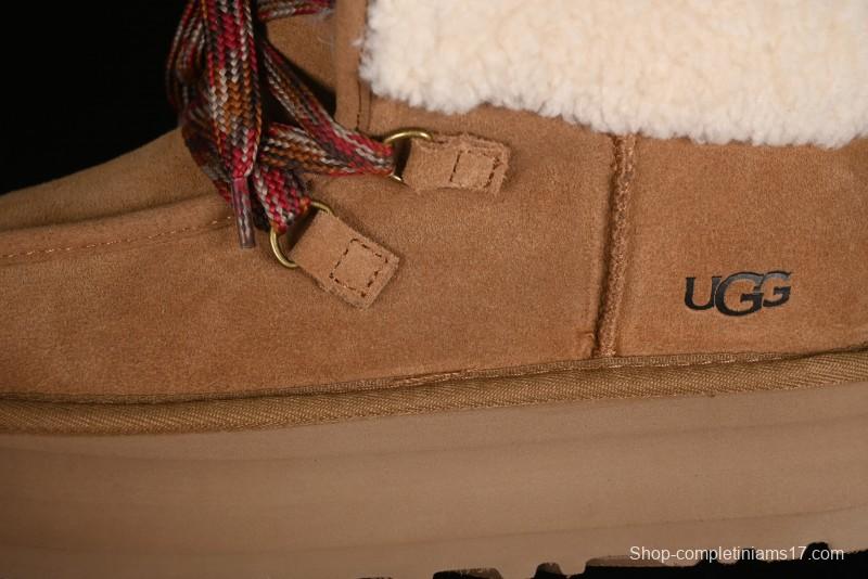 UGG Classic Mini II Fur Lace-Up Platform Short Boots with Treadlite Outsole - 1143954