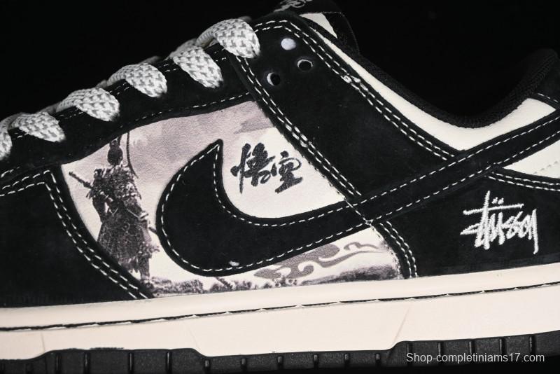 Nike SB Dunk Low Stussy Collaboration - Black Wukong Anniversary High-End Custom Low-Top Casual Sneakers - XX2025-555