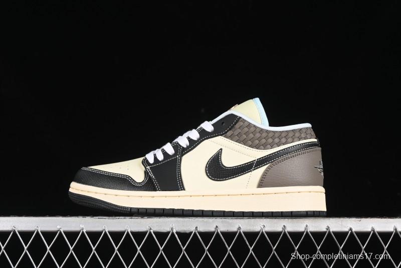 Nike Air Jordan 1 Low "Coconut Milk Black" Casual Basketball Shoes with Contrast Swoosh - HQ3437-101