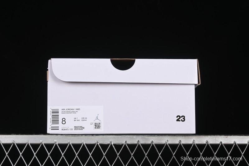 Nike Air Jordan 1 Mid Basketball Shoes in White/Oxidized Green - BQ6472-133