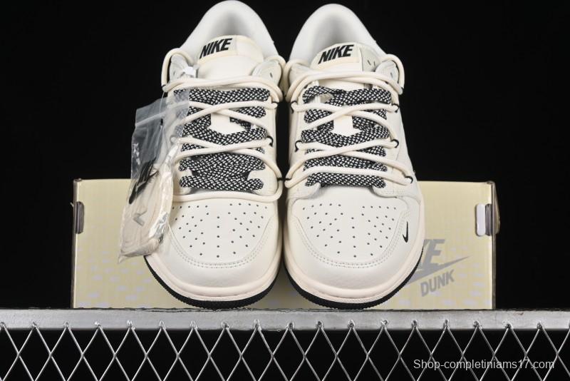 Nike Travis Scott x Fragment Design x Air Jordan 1 Low OG SP AJ1 Black Logo Drawstring Low-Top Casual Sneakers - SJ0086-135